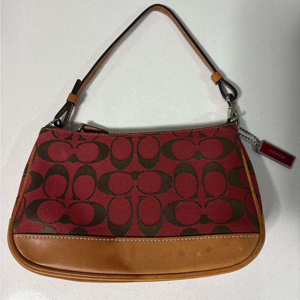 Vintage Coach 6094 Signature Demi mini Pouch Hand Bag Canvas Red